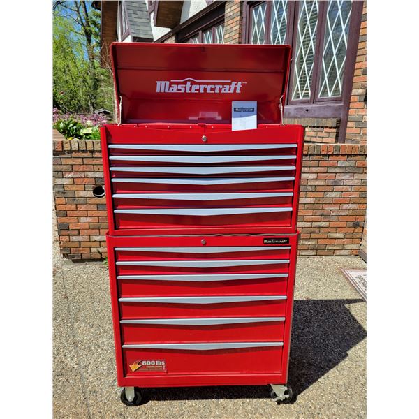 Mastercraft Tool Chest (M#058-0954-4) & Cabinet (M#058-0955-2) with Key & All Contents Shown