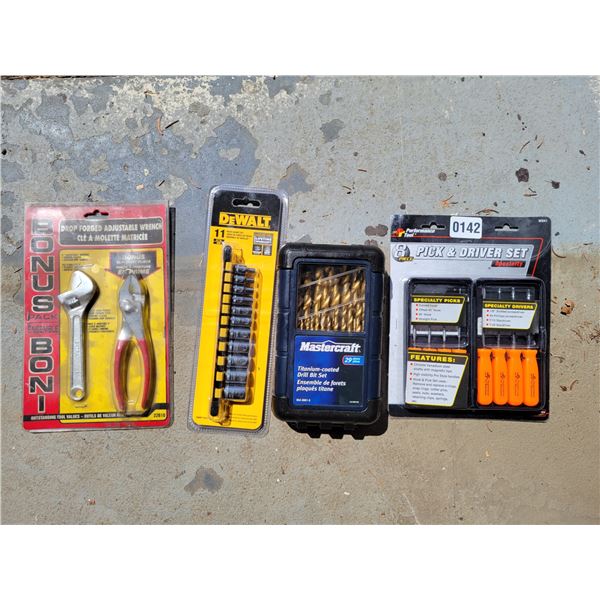 Drop Forged Adjustable Wrench - Dewalt 11 Piece Socket Set - 8 Piece Pick & Driver Set - Drill Bit