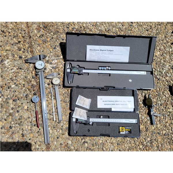 Two Digital Calipers Manual Calipers Handheld Mirror