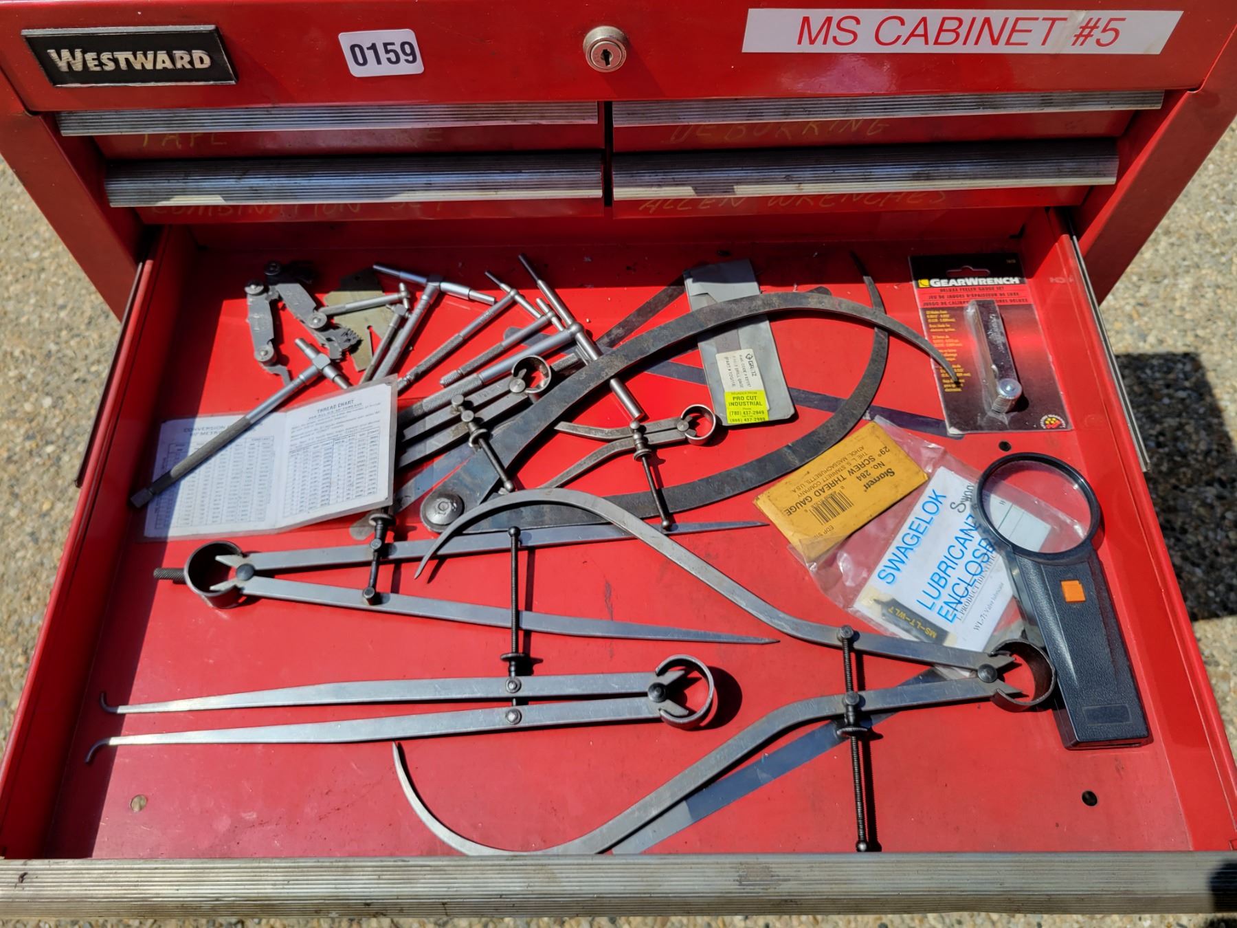 Westward Tool Chest with All Contents Shown (Chisels, Metal Sheets