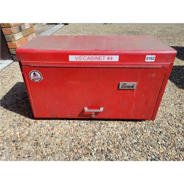 Beach Tool Chest with All Contents Shown (Hardware, Socket Wrench, AA Batteries, Tape Measure, Hex