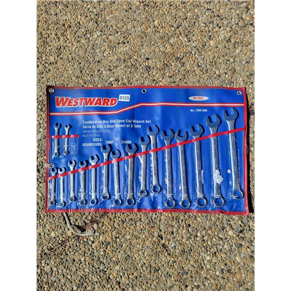 Westward Combination Box & Open End Wrench Set