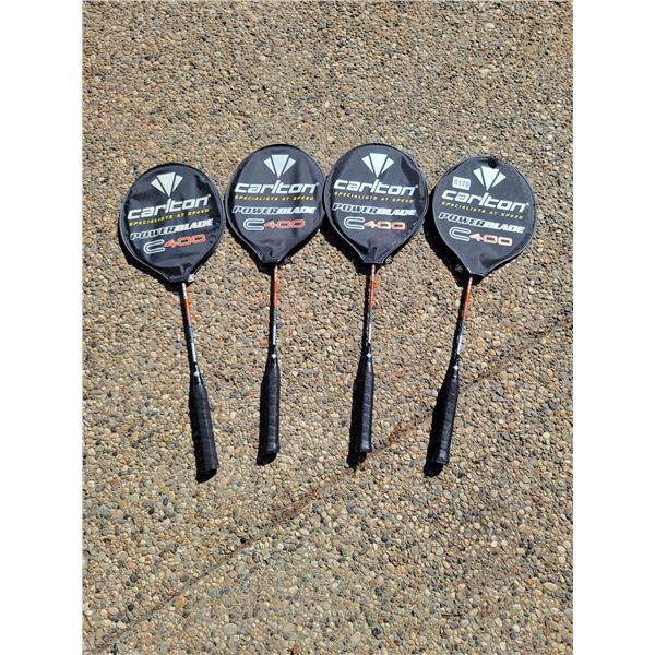 Carlton Power Blade C400 Badminton Rackets with Cases x4