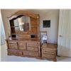 Image 1 : Double Bed Frame with Dresser 65.5"w x 18"d x 31"h (78"h with Mirror) , Highboy & Nightstand