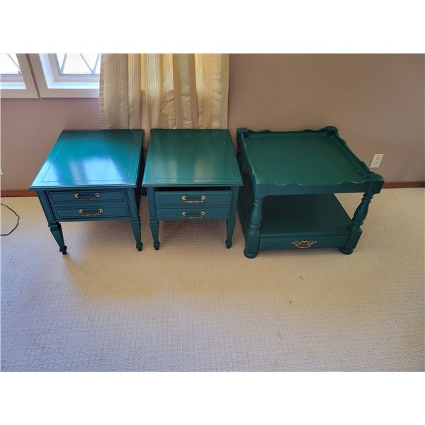 Three Green Wooden Side Tables 21"w x 26"d x 21"h