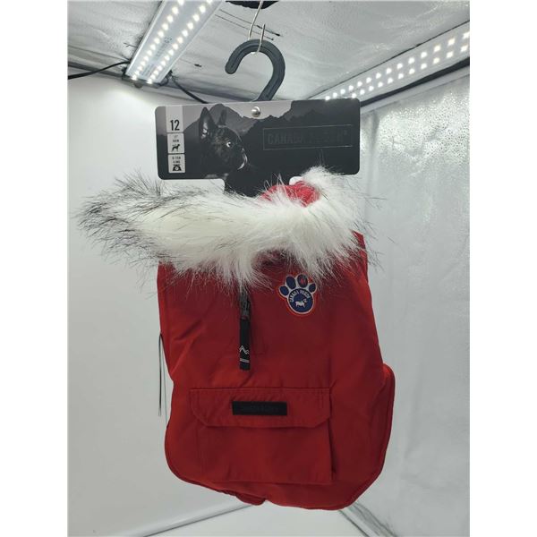 NEW Canada Pooch 12" Red Fleece Lined Pet Parka (Small Animal)