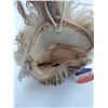 Image 4 : NEW-VINTAGE CANADIAN - Lusterized Sheep Skin & Fur Handbag with Bone Shaped Button Closure & Macrame