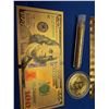 Image 3 : Golden collector Pack with Bitcoin medallion, Golden Flake Vial , $100 gold clad certificate & Hong 