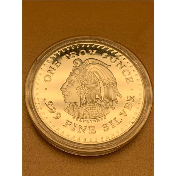 Cuauhtemoc Aztec ruler one troy ounce .999 Silver Round