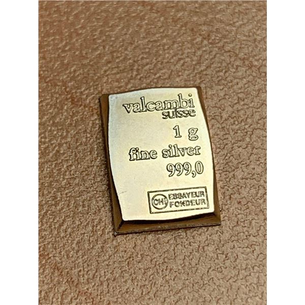 Valcambi Suisse 1 g .999 Fine Silver Wafer Bar