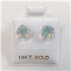 Image 2 : 10K White Gold Opal (Round 6X6Mm)(1ct) Earrings, Made in Canada, Suggested Retail Value $400