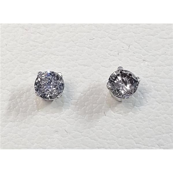 14K White Gold Diamonds(0.38Ct,I1-I3,F-G) Unisex Cast Stud Earrings (~weight 0.46g), Made in Canada,