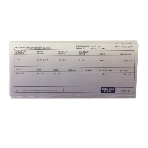 Eureka TV Wrong Pay Stub Prop