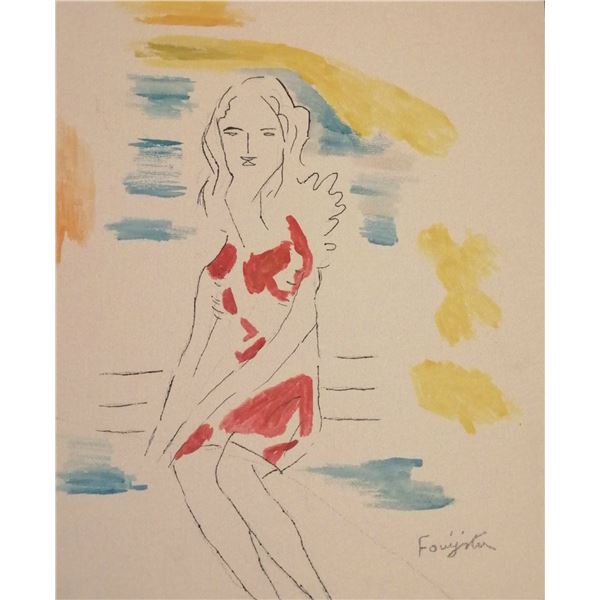 Léonard Tsuguharu Foujita drawing. (1886-1968).