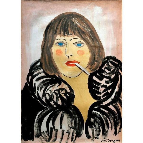 KEES VAN DONGEN - Portrait of a woman with a cigarette (Kiki de Montparnasse)