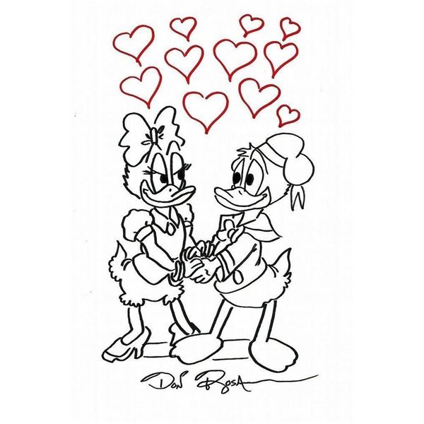 DON ROSA - DONALD AND DAISY DUCK DRAWING. (1951-).