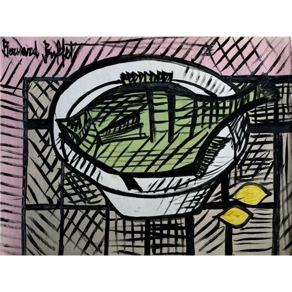 Bernard Buffet (1928-1999). Fish on a plate.