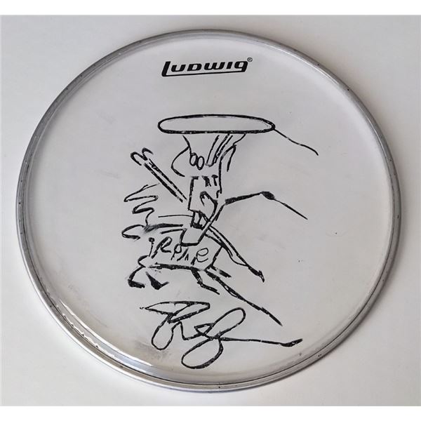 Slash signed drumskin head.