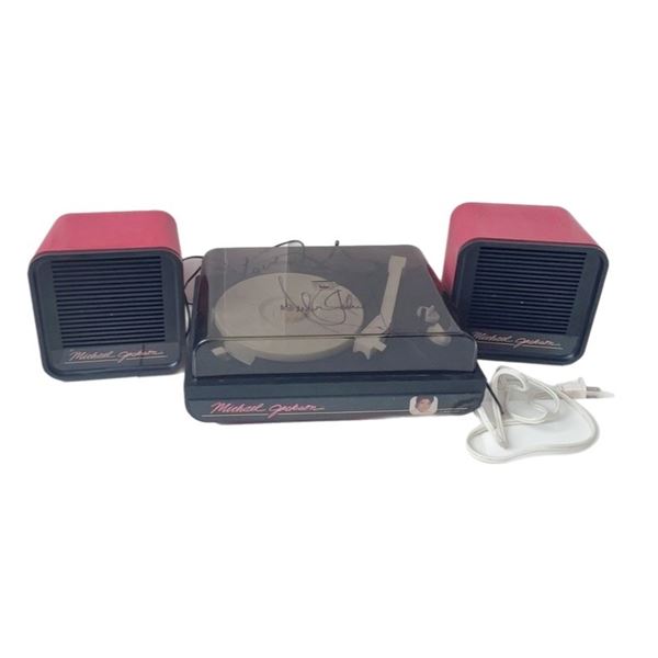 Michael Jackson signed 1984 vintage record player and box.