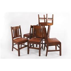 Gustav Stickley Dining chairs, set of six USA circa 1916