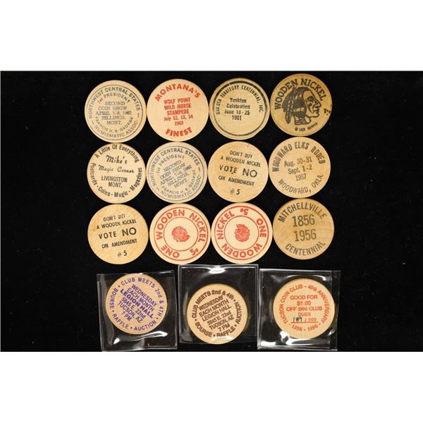 15-ASSORTED WOODEN NICKELS