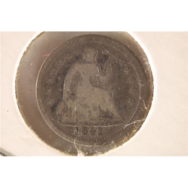 1842 US SEATED LIBERTY HALF DIME