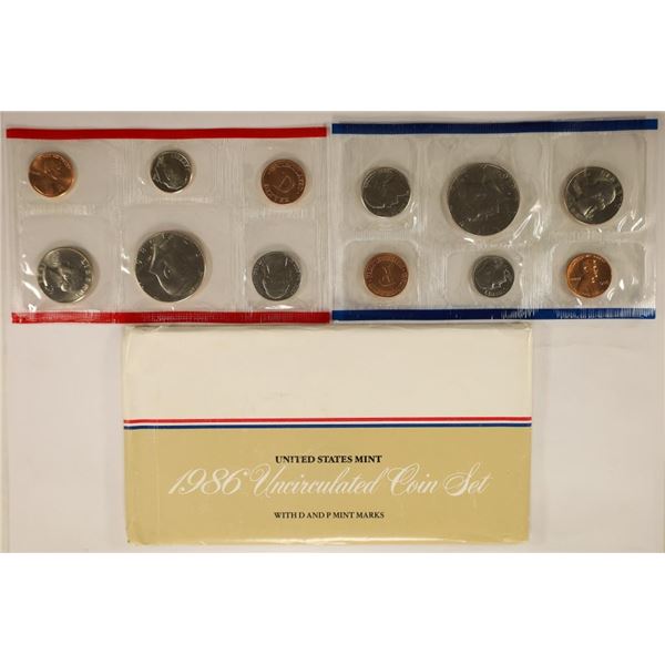 1986 US MINT SET (UNC) P/D (WITH ENVELOPE)