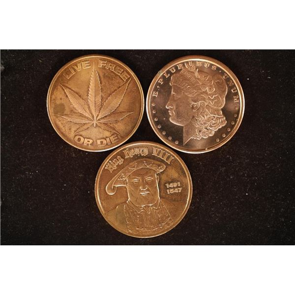 3-1 OZ. .999 FINE COPPER ROUNDS: LIVE FREE OR DIE,