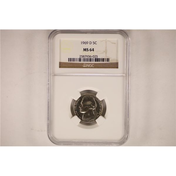 1969-D JEFFERSON NICKEL NGC MS64