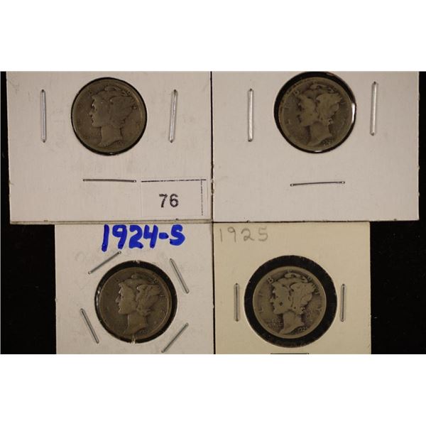 1920, 1924, 1924-S & 1925 MERCURY DIMES