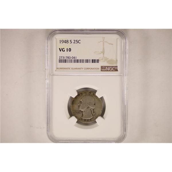 1948-S WASHINGTON QUARTER NGC VERY GOOD 10