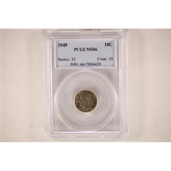 1949 ROOSEVELT DIME PCGS MS66