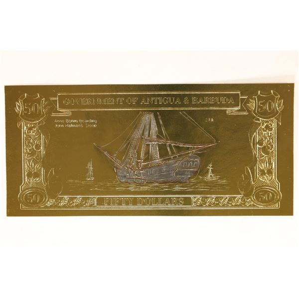 1981 GOVERNMENT OF ANTIGUA & BARBUDA $50 GOLD FOIL