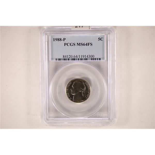 1988-P JEFFERSON NICKEL PCGS MS64FS