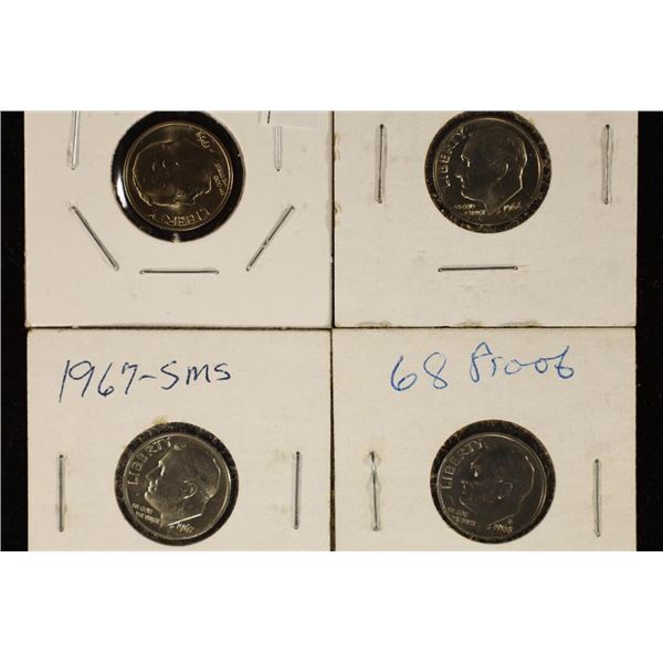 4-ROOSEVELT DIMES 1965-SMS, 1966-SMS, 1967-SMS &