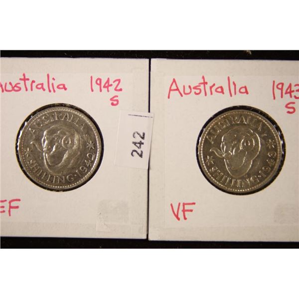 1942-S & 1943-S AUSTRALIA SILVER 1 SHILLING