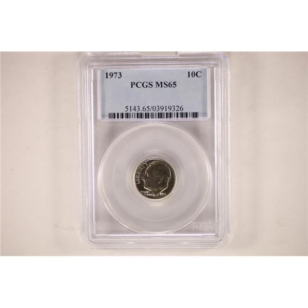 1973 ROOSEVELT DIME PCGS MS65