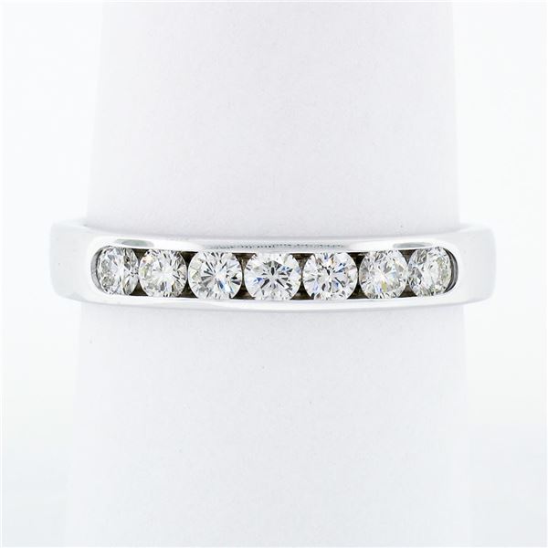 Classic 14k White Gold 0.50 ctw Channel Set 7 Round Diamond Wedding Band Ring