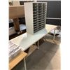 Image 2 : WOOD TABLE 79"X24"X29" & WOOD ORGANIZER 29-1/2"X12"X34-3/4"