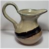 Image 1 : 34)  HAND THROWN 8" HIGH JUG WITH EARTHY GLAZES