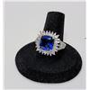Image 1 : 20)  CUSHION CUT SAPPHIRE BLUE AND CLEAR CZ HALO