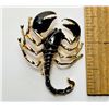 Image 1 : 12)  GOLD TONE WITH BLACK ENAMEL SCORPION BROOCH.