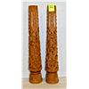 Image 1 : PAIR OF TEAK WOOD HAND CARVED CANDLE HOLDERS