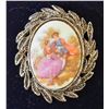 Image 1 : ANTIQUE BROOCH PENDANT WITH LILAC LADY DESIGN