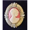 Image 1 : VINTAGE CORAL AND CRYSTAL CAMEOP BROOCH