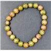 Image 1 : #84-NATURAL UNAKITE BEAD BRACELET 8MM/7.5"