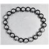 Image 1 : #74- NATURAL BLACK OBSIDIAN BEAD BRACELET 8MM/7.5"