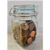 Image 1 : JAR FILLED WITH OLD CANADA AND USA PENNIES
