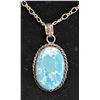 Image 1 : .925 SILVER STAMPED CHAIN AND GEMSTONE PENDANT