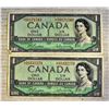 Image 1 : SET OF TWO1954 CANADIAN ONE DOLLAR REPLACEMENT